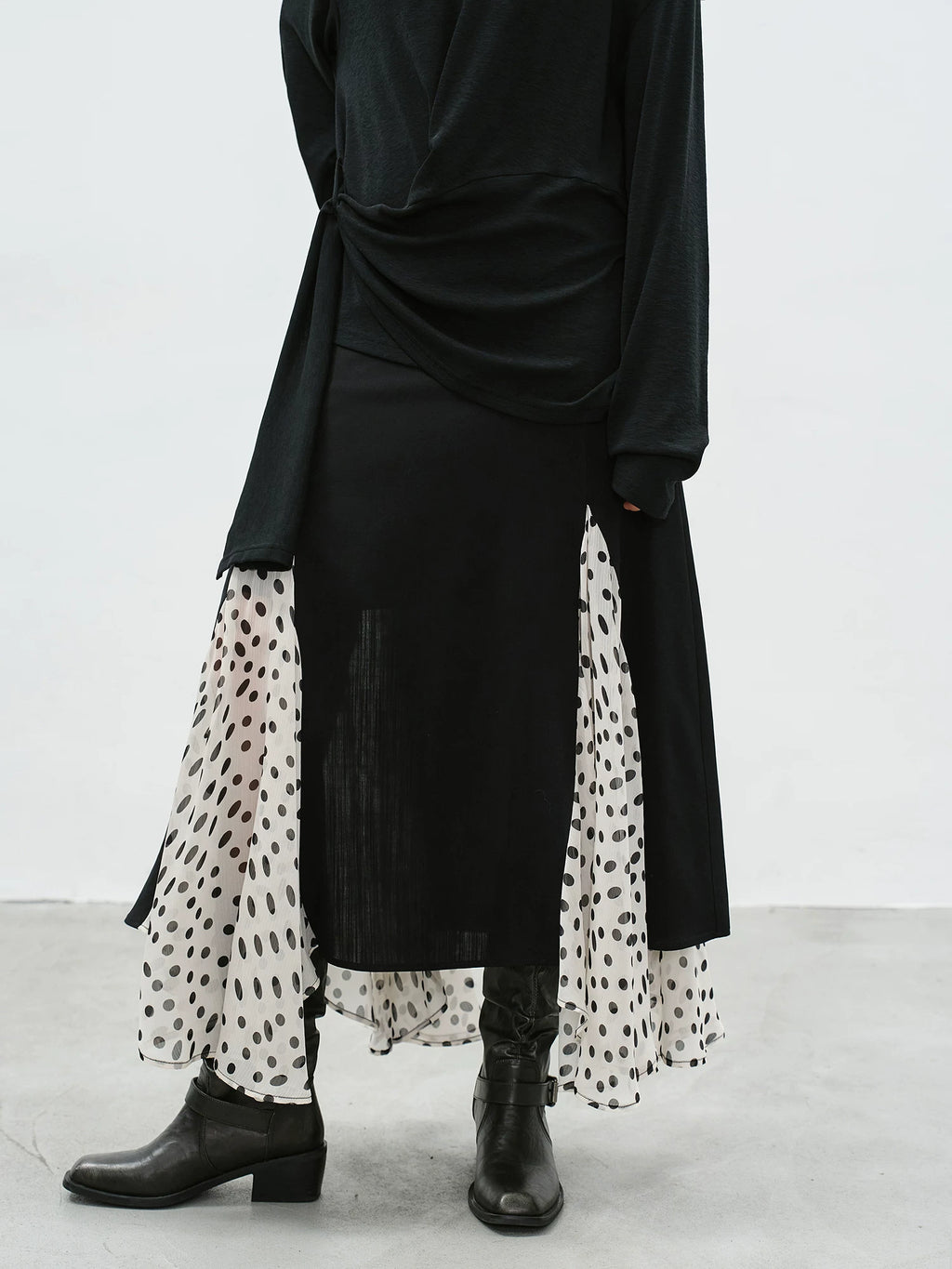 EIGHTHMONTH Splicing Polka Dot Mesh Skirt