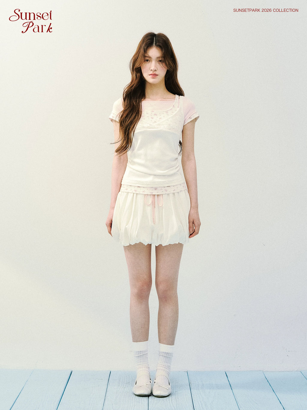 SunsetPark Fake Three Piece Lace Sling Vest Knitted Tee