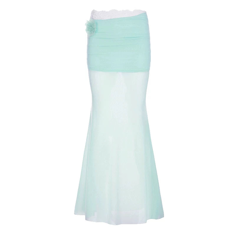FUNOFF Mesh Fishtail Lace Floral Dress