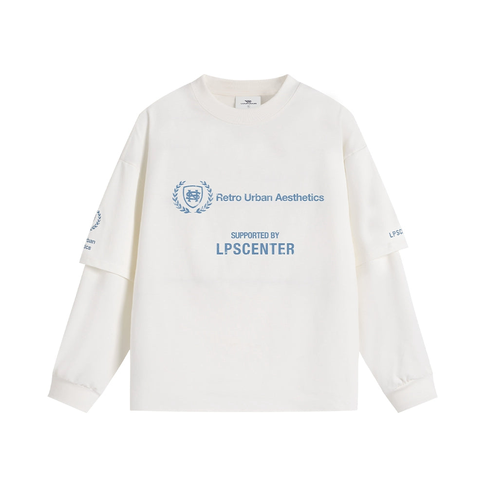 Loopsoon Fake Two-piece Creative Print Design Long Sleeve