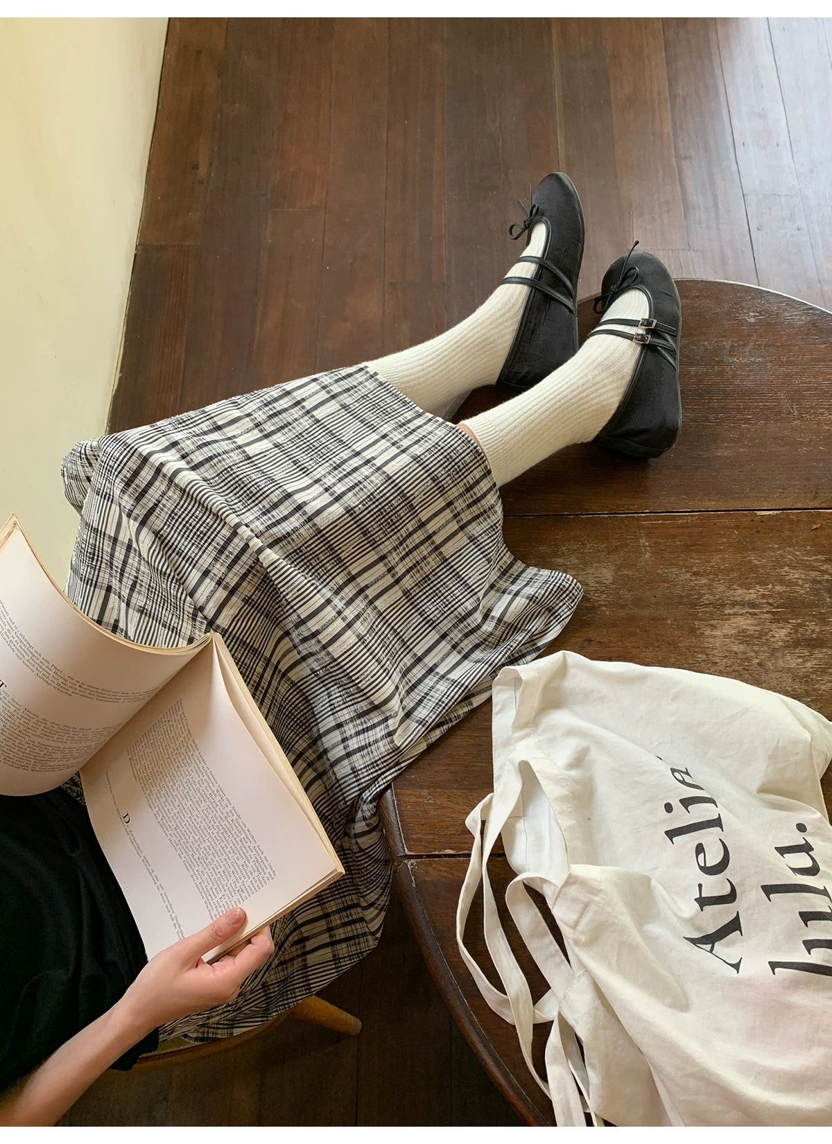 KANO Fungus Lace Checked Skirt