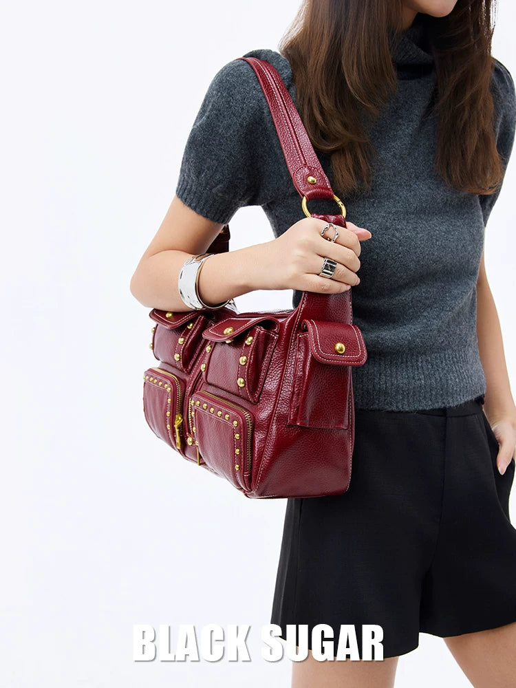BlackSugarBus Rivet Locomotive Bag Fashion Shoulder Underarm Bag