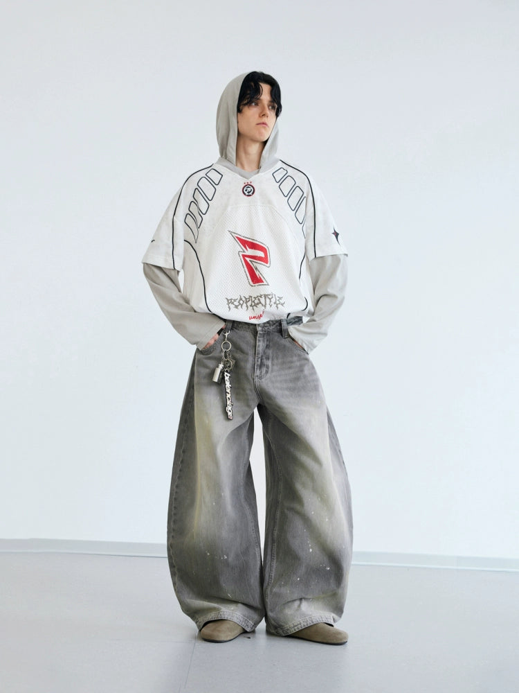 PEOPLESTYLE Vintage Ink-splashed Wide Leg Jeans