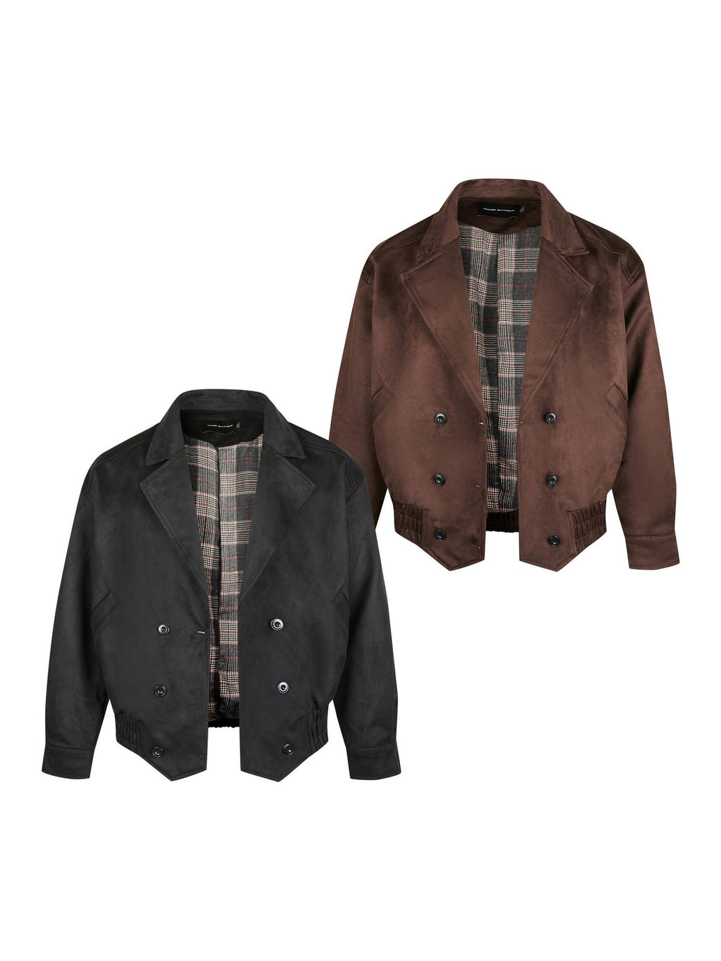 EME Vintage Plaid Short Wide Casual Jacket