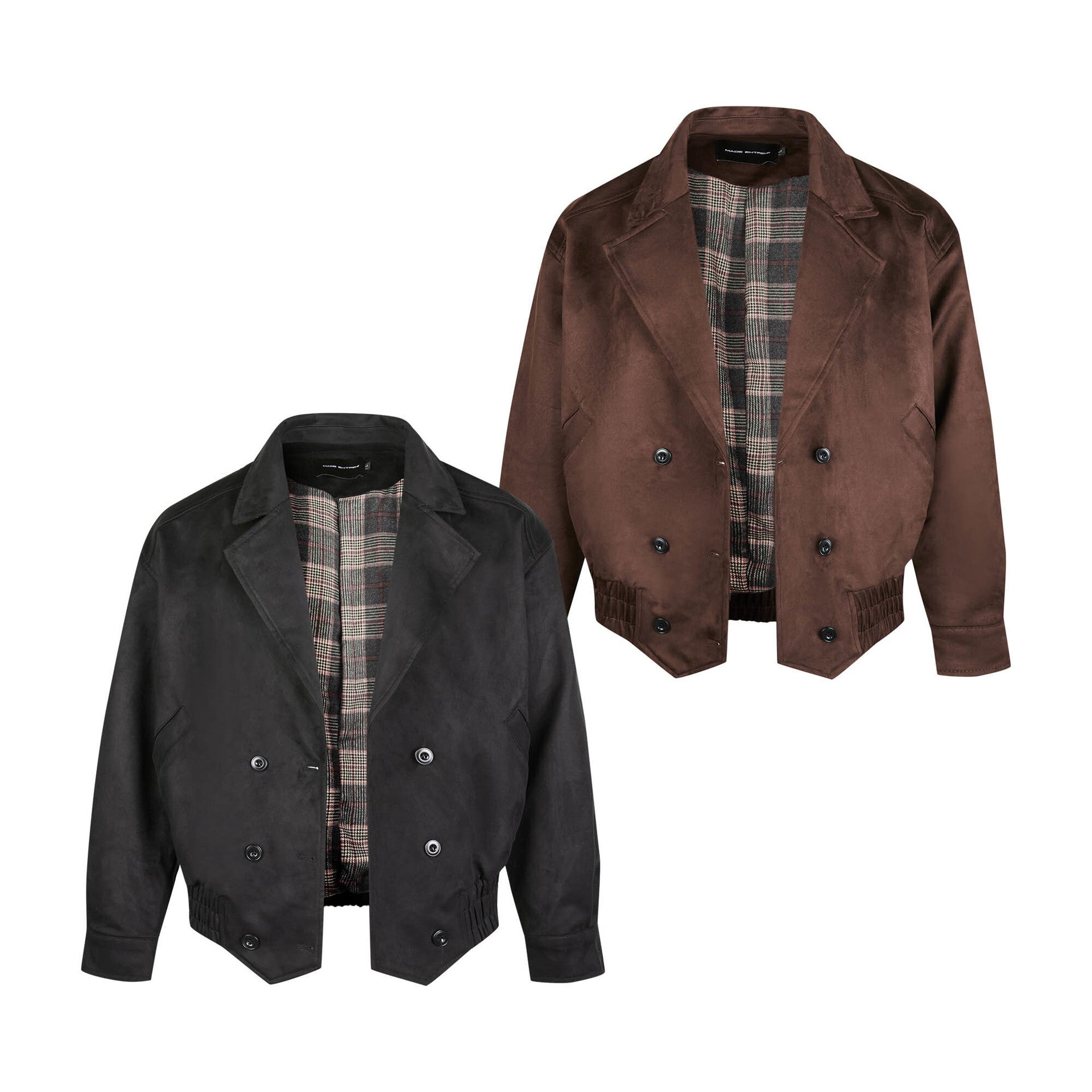 EME Vintage Plaid Short Wide Casual Jacket