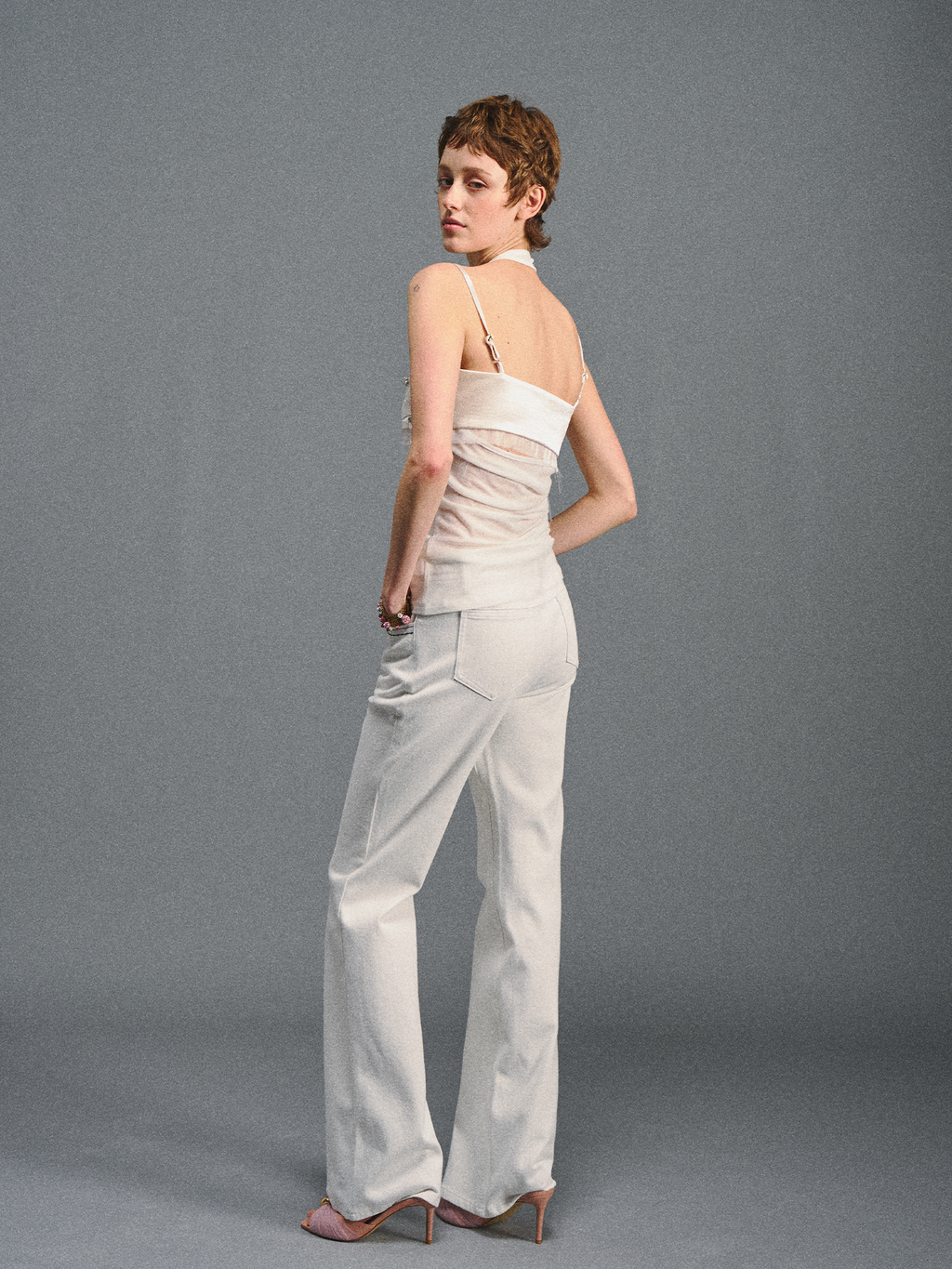 AGAM Contrast Waist Straight Pull Casual Pants