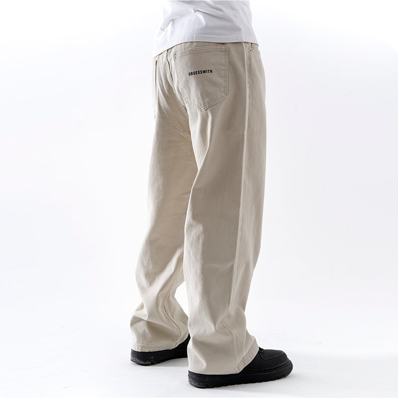 OBSESSWITH Four Seasons Middle Waist Straight Loose Basic Simple Skateboard Pants