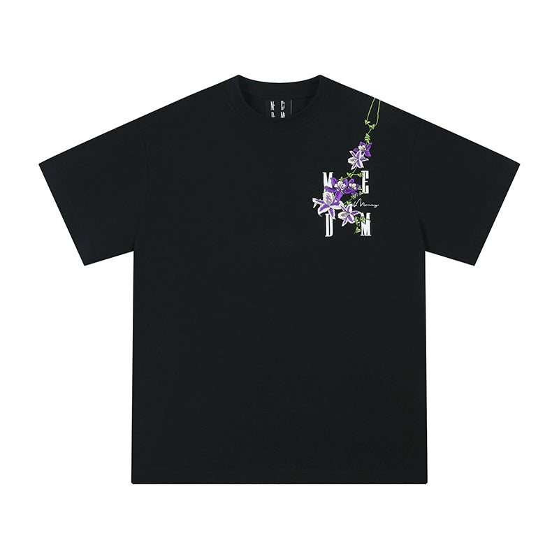 MEDM Vine Flower Embroidery Casual Tee