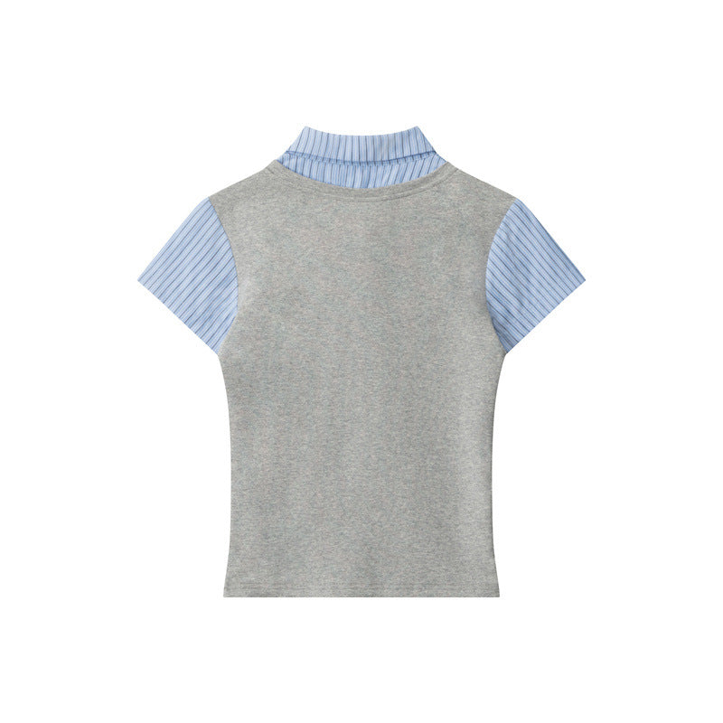 Nariele College Vertical Stripe Splicing Tee