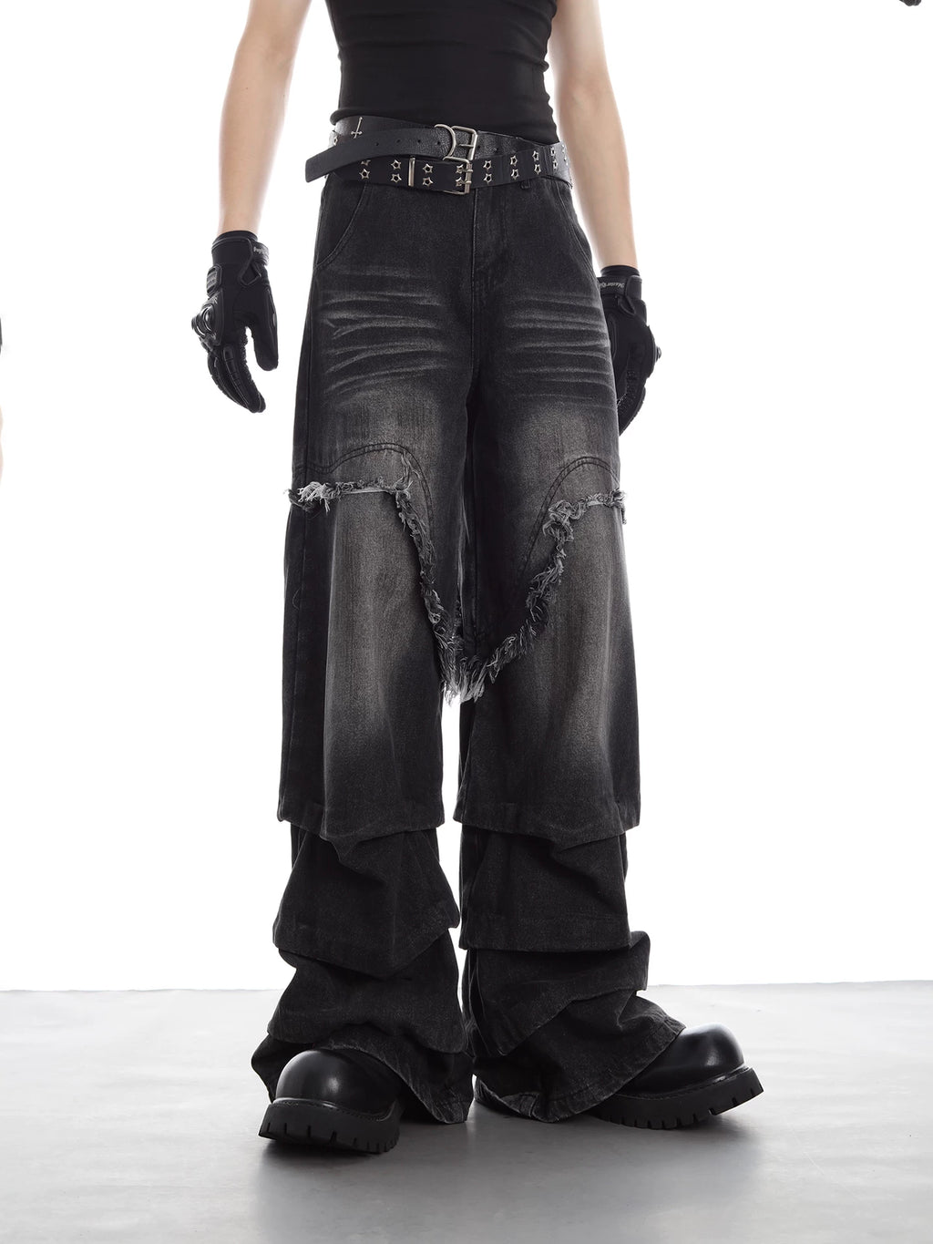 NUndeFineD Rough-trimmed Wide-leg Jeans