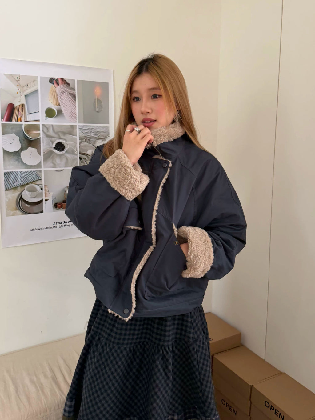 CCYE Lamb Wool Splicing Tooling Jacket