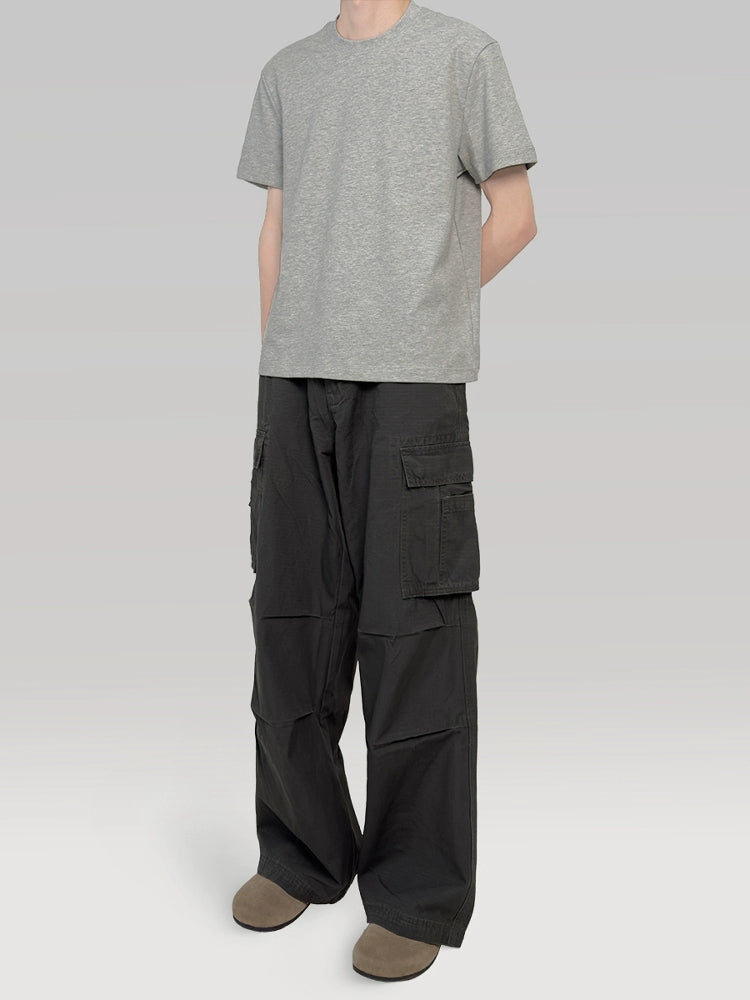 PLUS NO LOGO Washed Loose Wide-leg Cargo Pants