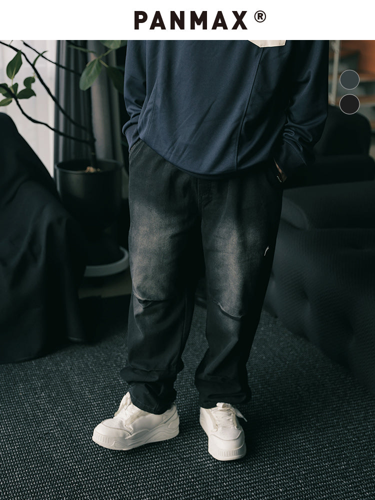 PANMAX Old Washed Gradual Change Color Straight Jeans