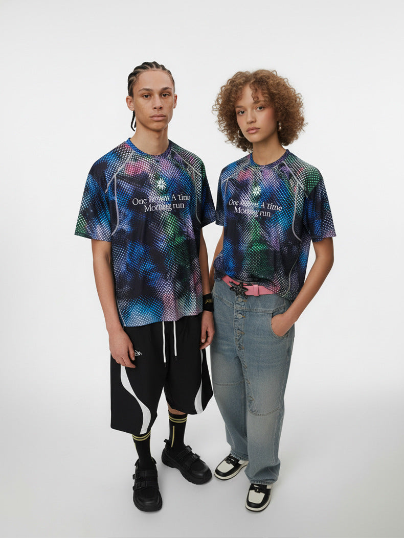Inflation Tie-Dye Digital Printing Sports Short Sleeve T-Shirt