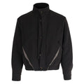 PERDU Double Placket Deconstruction Wool Splicing Stand-up Collar Color Matching Cotton Clothes