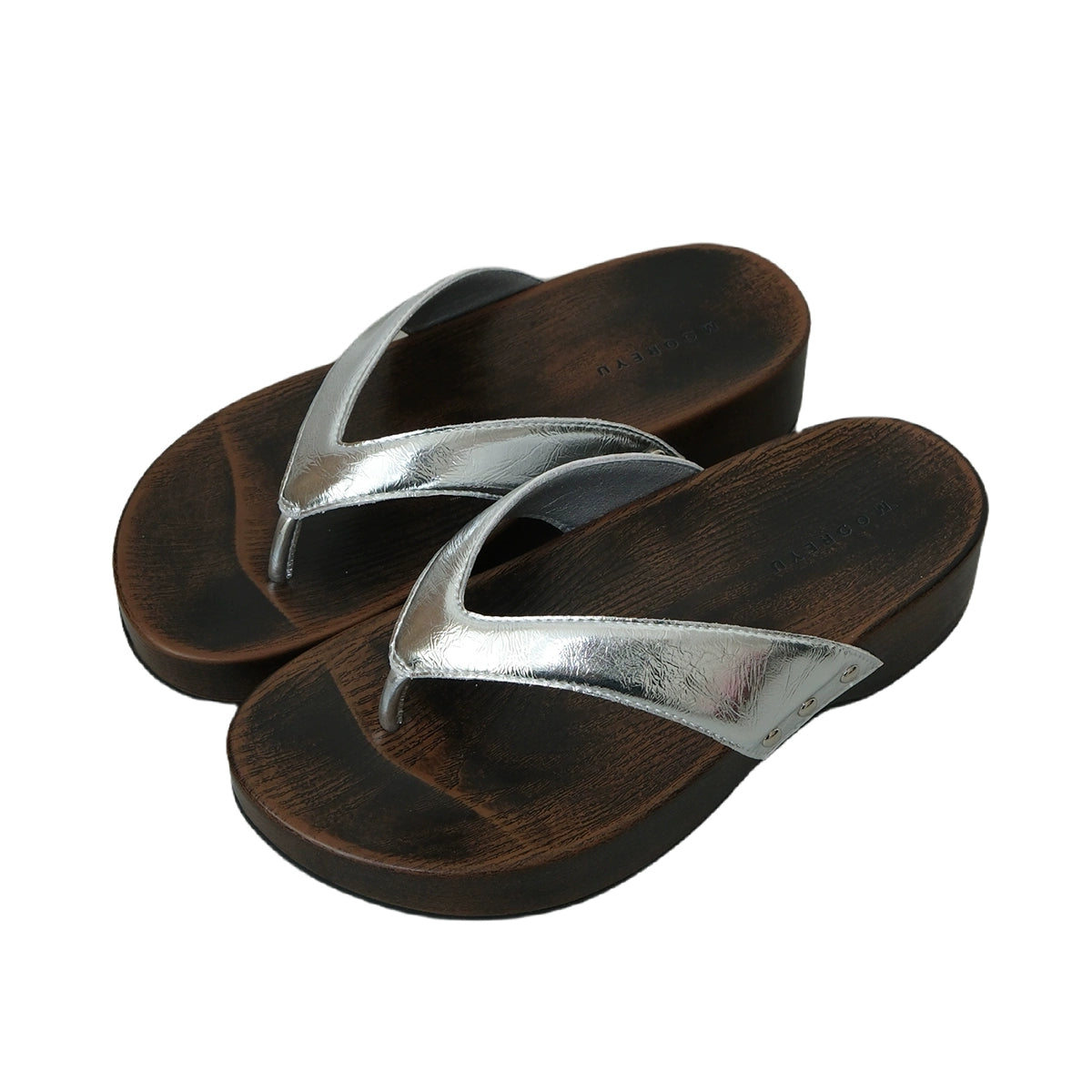 Mooreyu Thick Bottom Slope Heel Wood Bottom Versatile Vintage Slippers