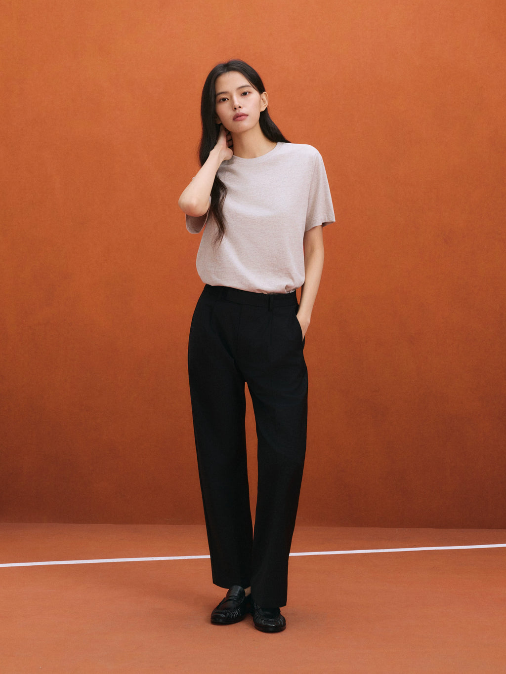 NO LOGO Soft Waxy Skin-friendly Breathable Front Shoulder Tee