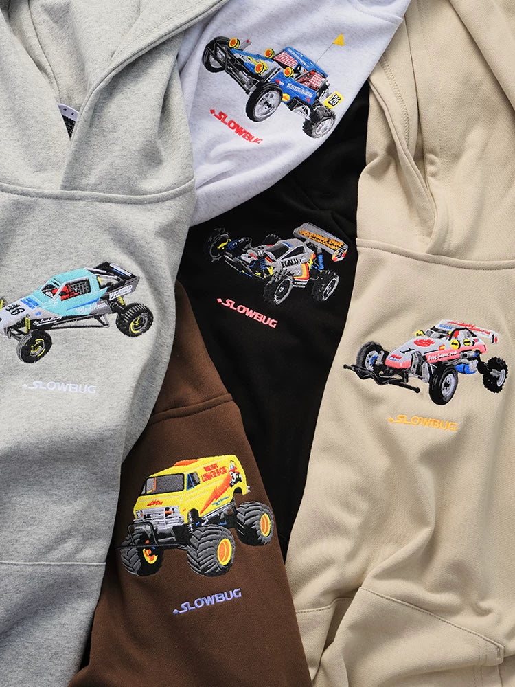 Battles Vintage Loose Embroidered Hooded Sweater