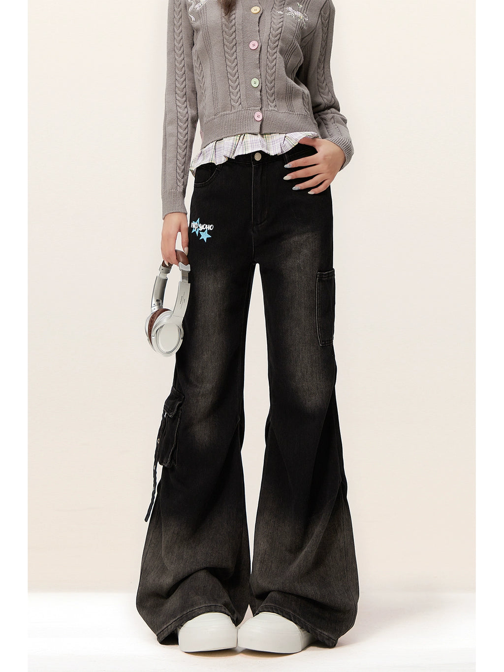 Zrsee Micro-pull Denim Overalls