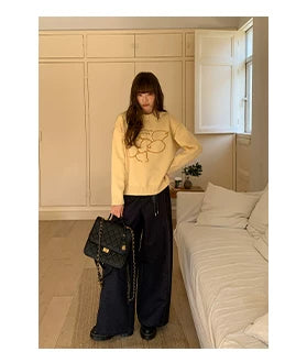Kano Retro High-waisted Design Wide-leg Pants