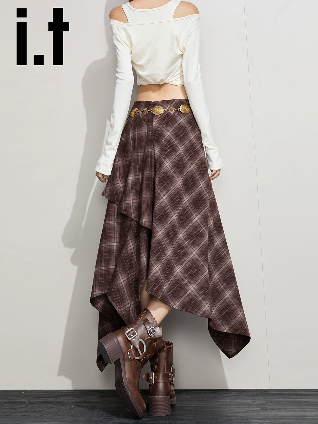 IT: CHOCOOLATE Vintage Plaid Irregular Skirt