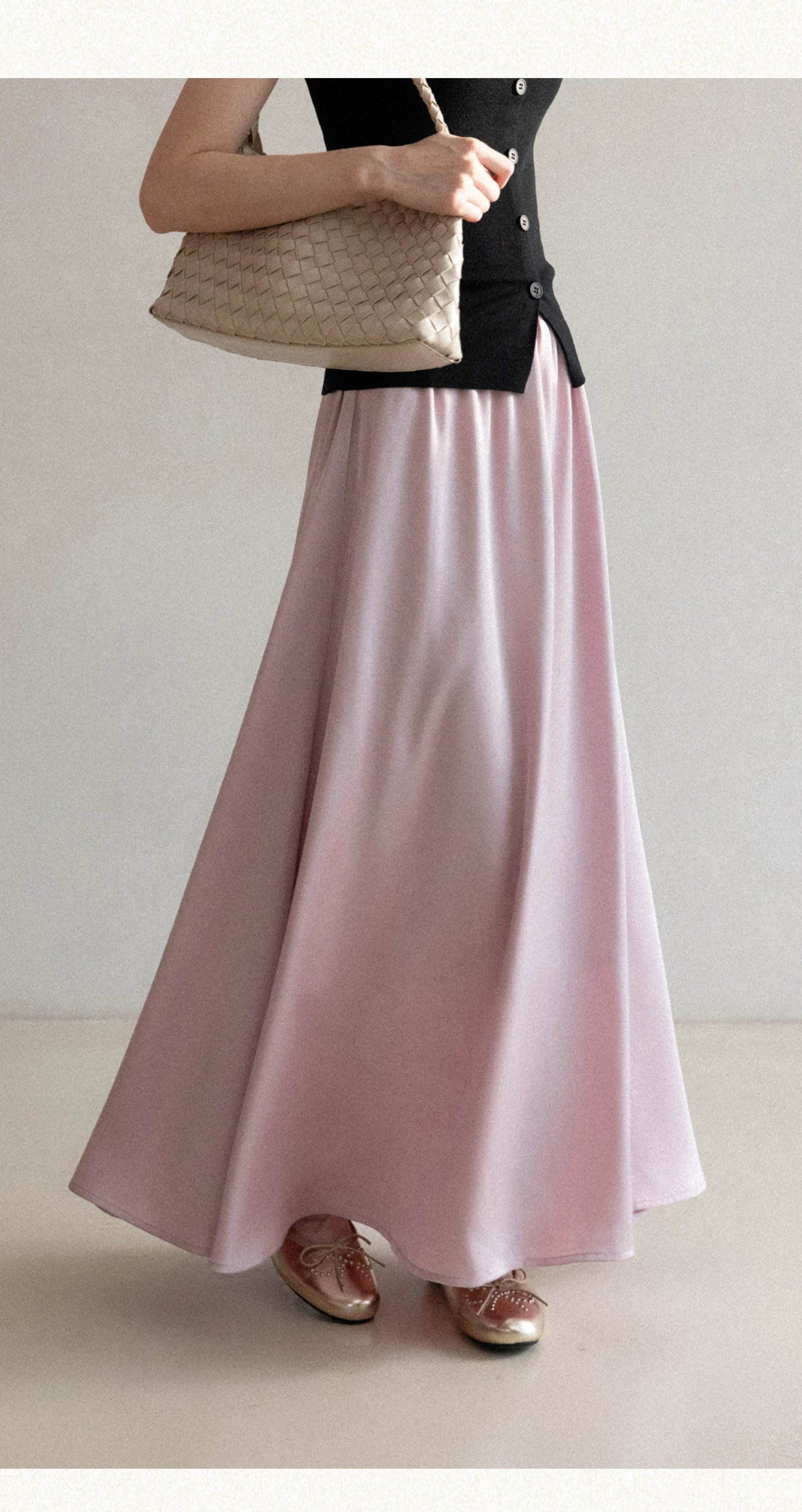 Cantonstory High Waist Drape Versatile and Thin Dress