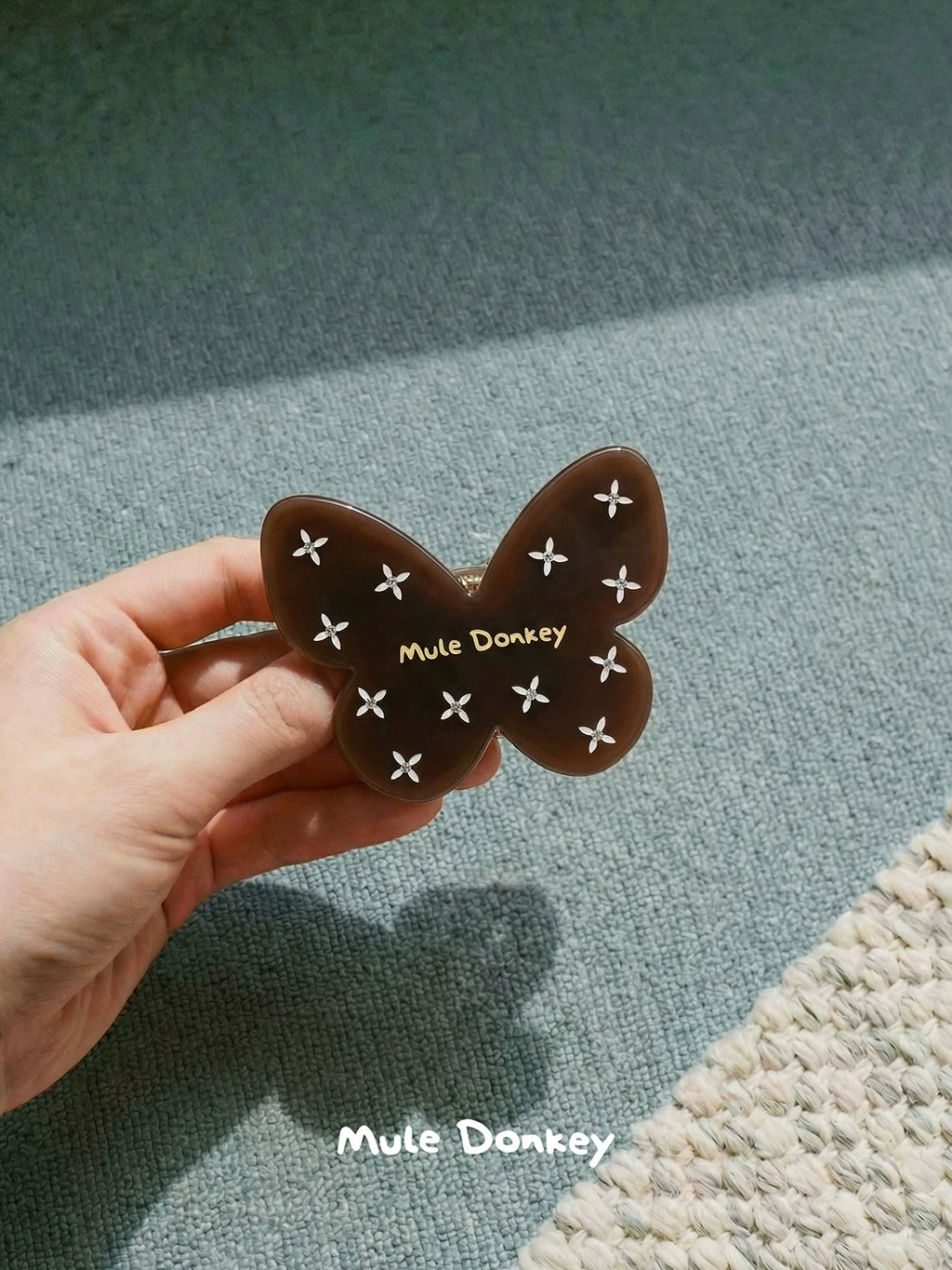 Mule Donkey Brown Butterfly Cute Edge Clip Side Hair Accessories