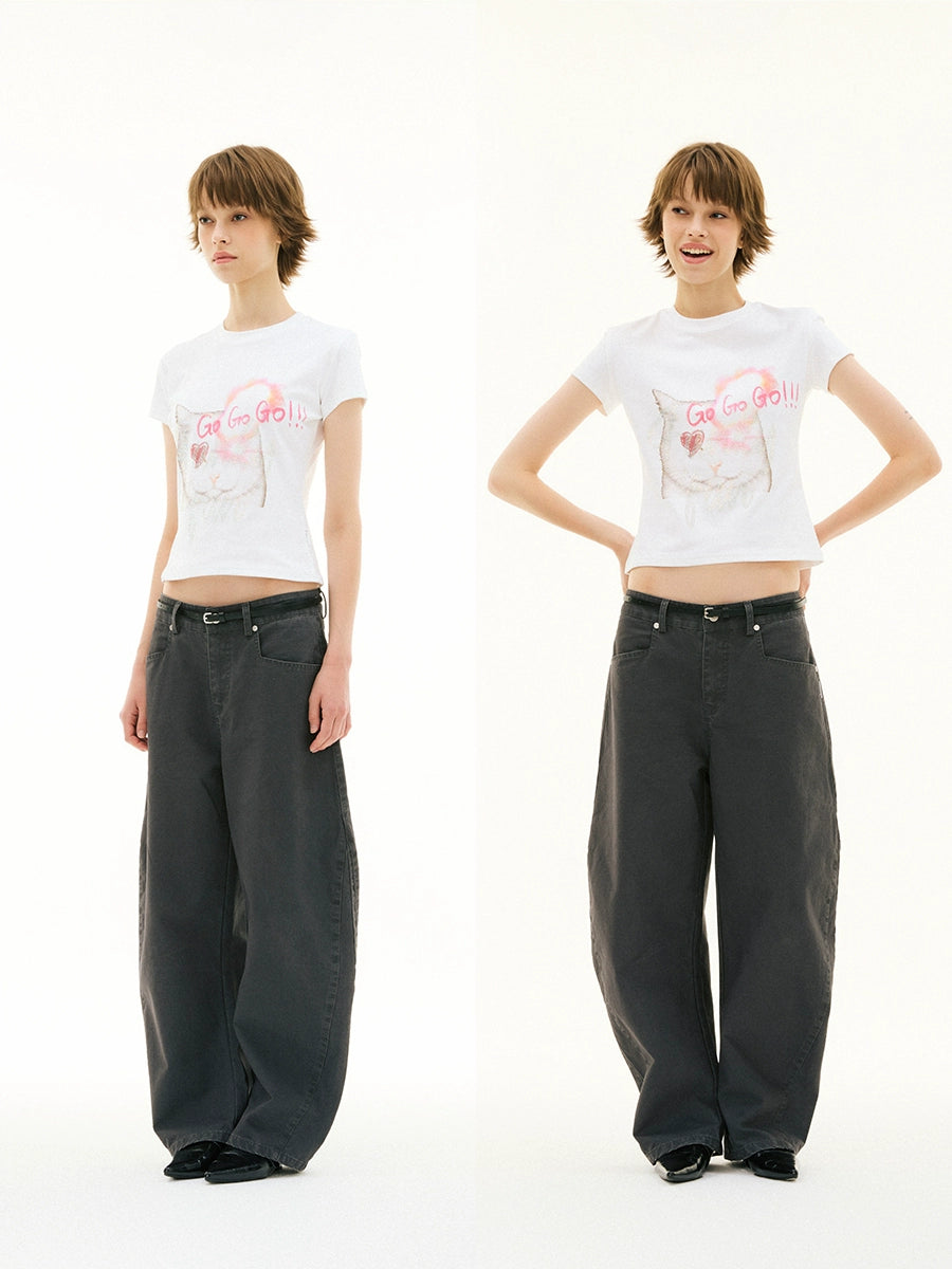 FUNKYFUN Kitten Color Hot Diamond Small Version Elastic Tee