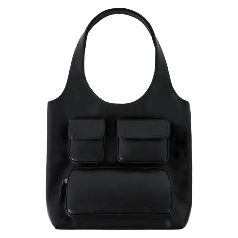 DirtySix Multi-pocket Heavy Industry Cowhide Shoulder Bag