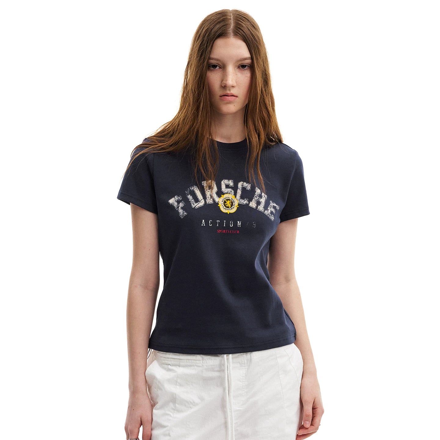 0123Start Retro Letter Print Crew Neck Tee