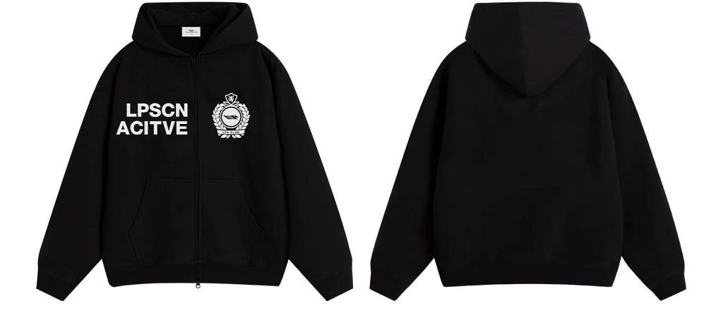 Loopsoon Front Chest Left and Right Creative Letter Print Hooded Sweater