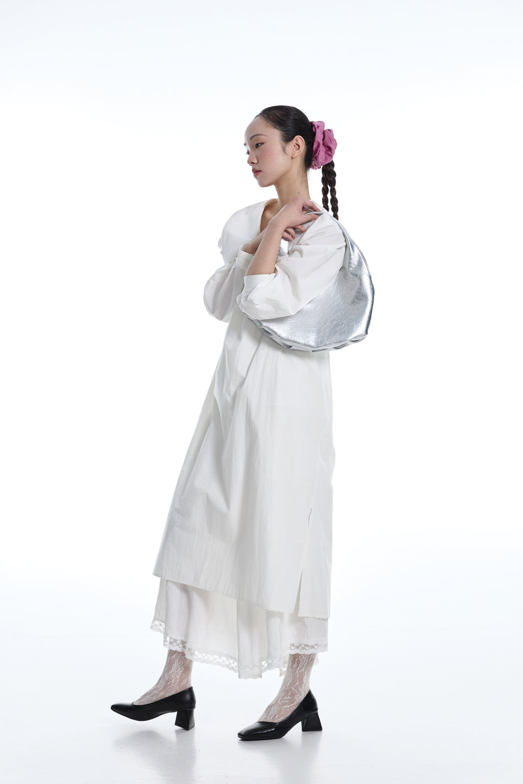 DirtySix Fuka bento bag soft pleated shiny leather shoulder underarm bag.