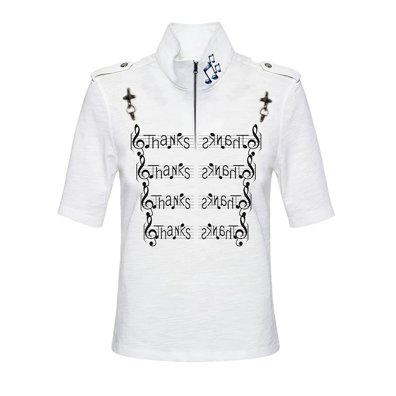 PAIKI Stand Collar Slim Casual Tee