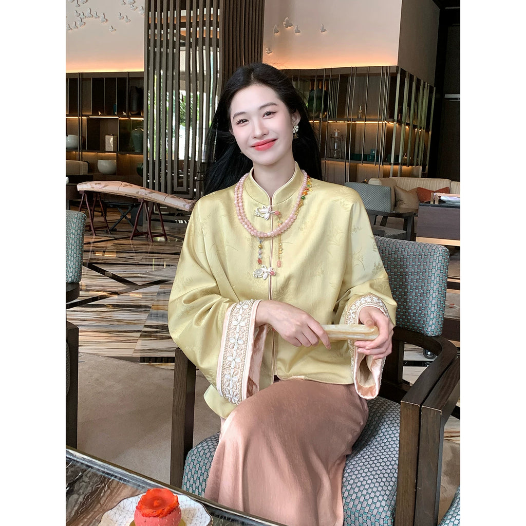 ZIHE Jacquard Embroidered Long-sleeved Dress