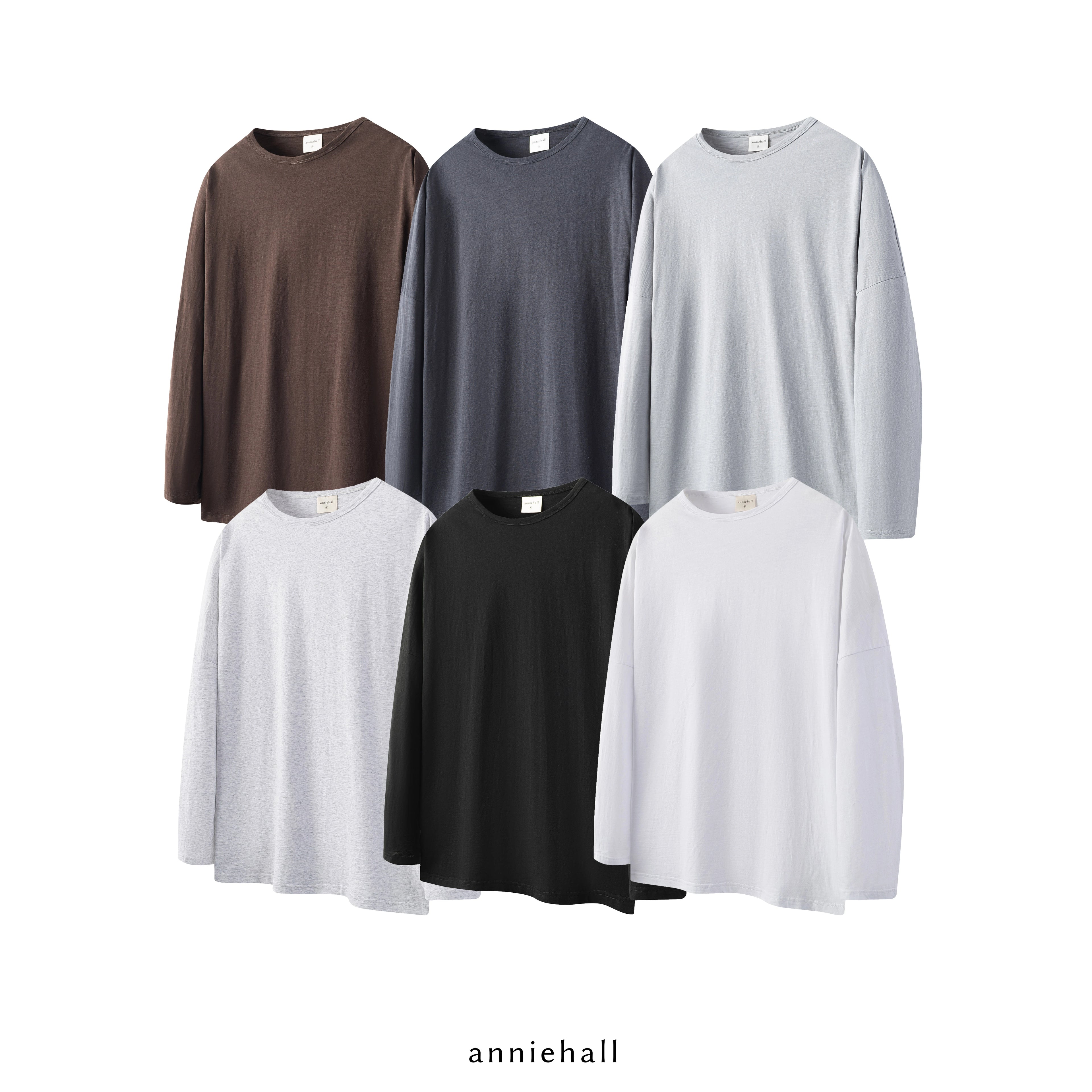 Anniehall Casual Versatile One-Word Collar Long Sleeve