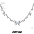 SUMIYAKI Light Luxury Diamond-encrusted White Fritillary Butterfly Necklace