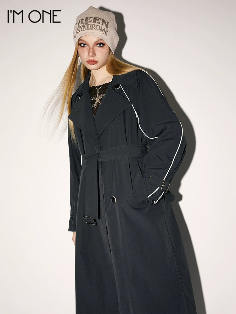 Imone Contrasting Reflective Strip Casual Trench Coat
