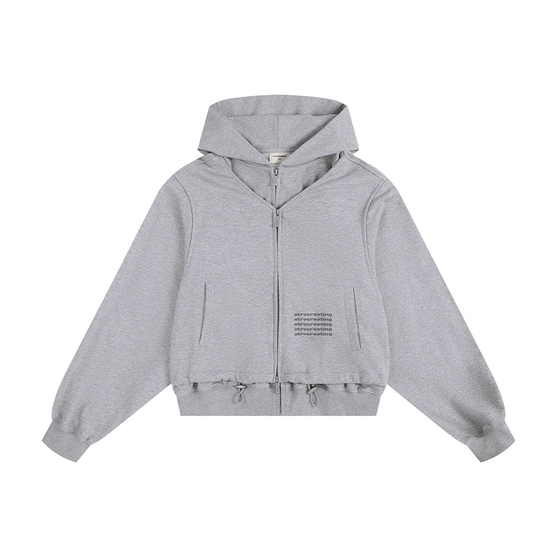 ATRY Short Simple Retro Loose Zipper Jacket