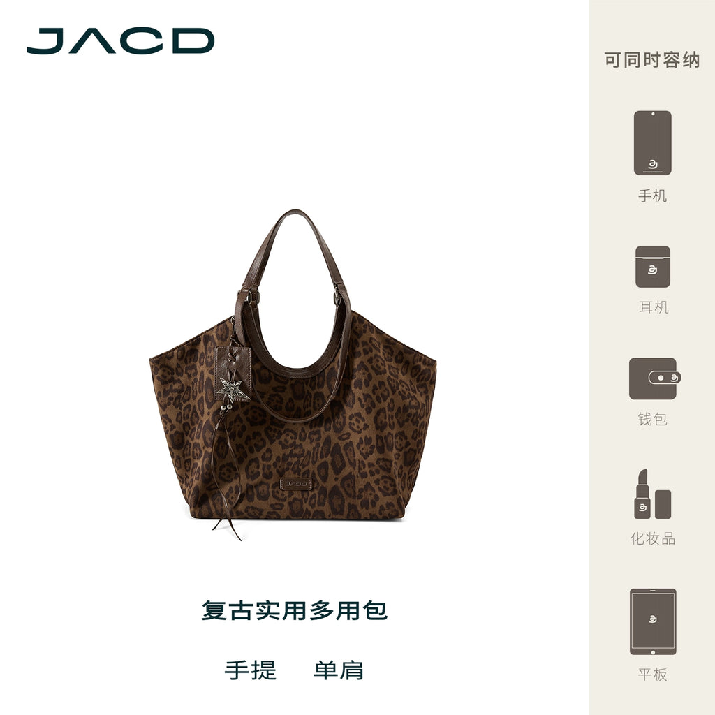 JACD Slack Leopard Print Tote Handbag