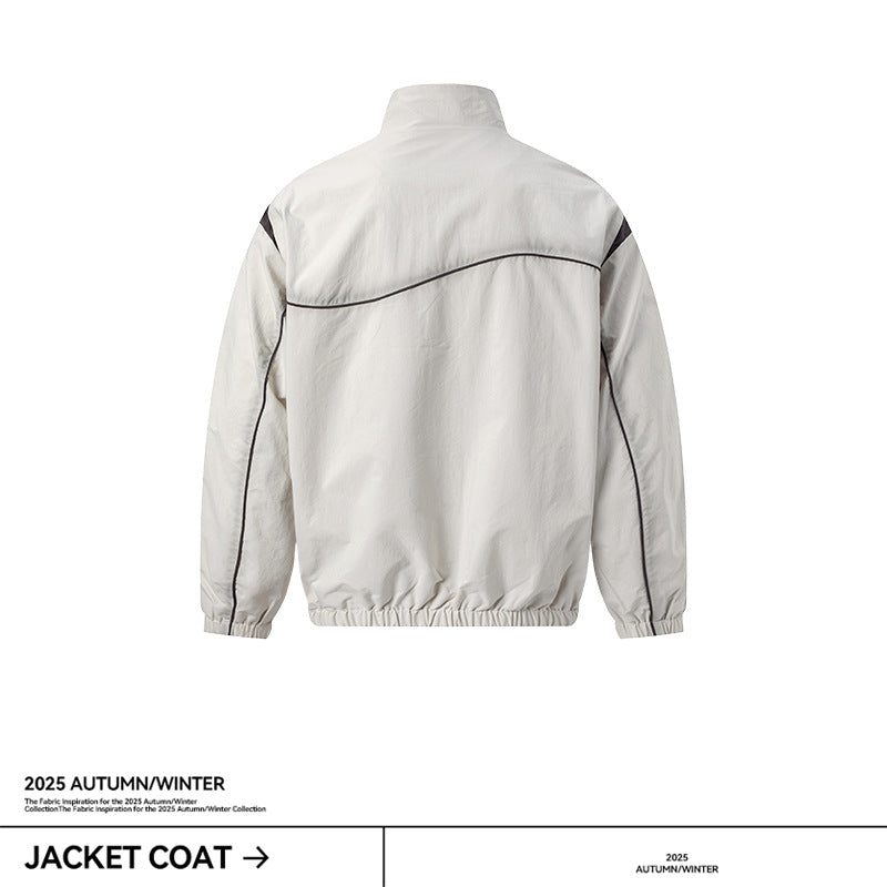 UNF Color Matching Stand-up Collar Simple and Versatile Loose Jacket