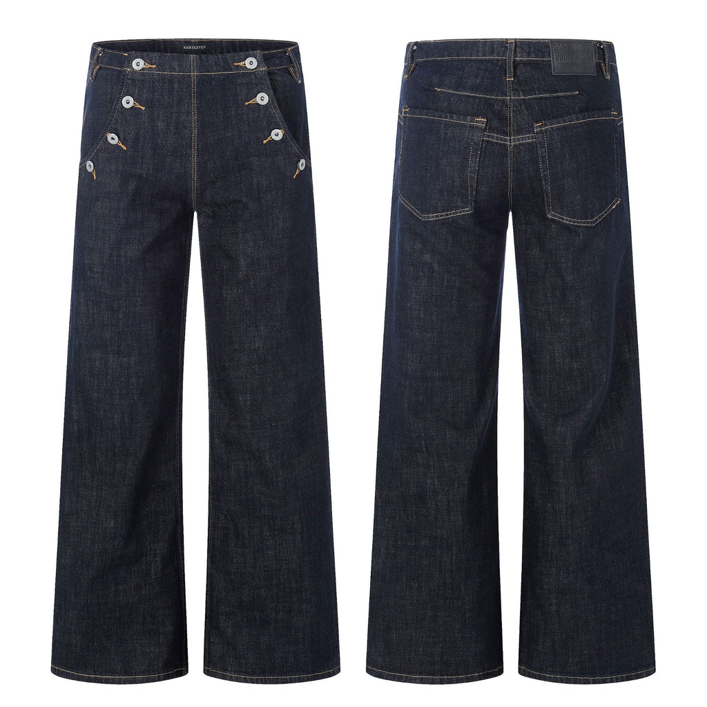 11KN Retro Multi-Button Casual Straight Jeans