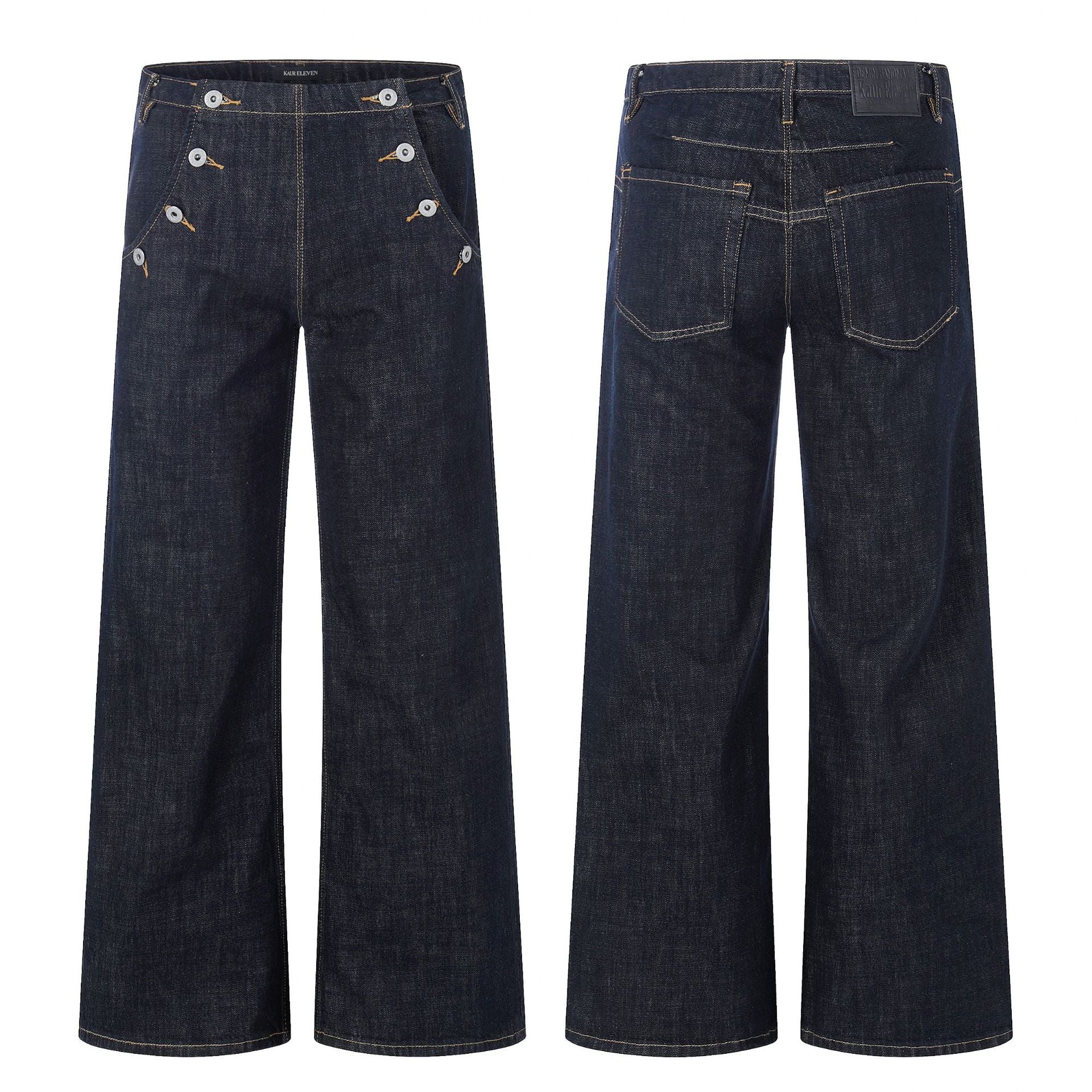 11KN Retro Multi-Button Casual Straight Jeans