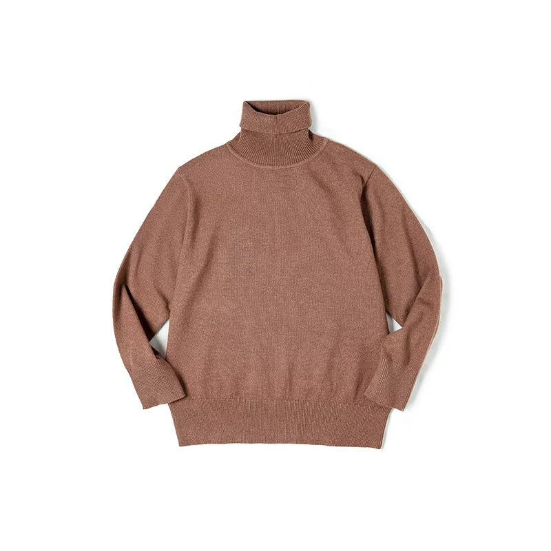 Madden Casual Solid Color Turtleneck Knitted Sweater