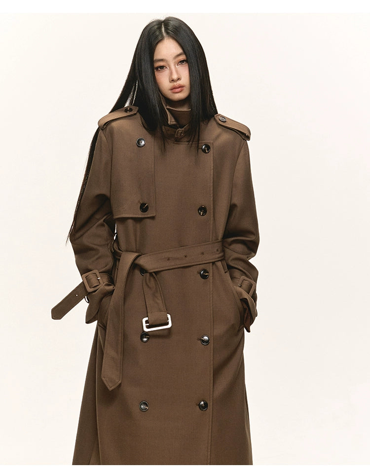 Anna Aneae Long Double-breasted Temperament Premium Coat