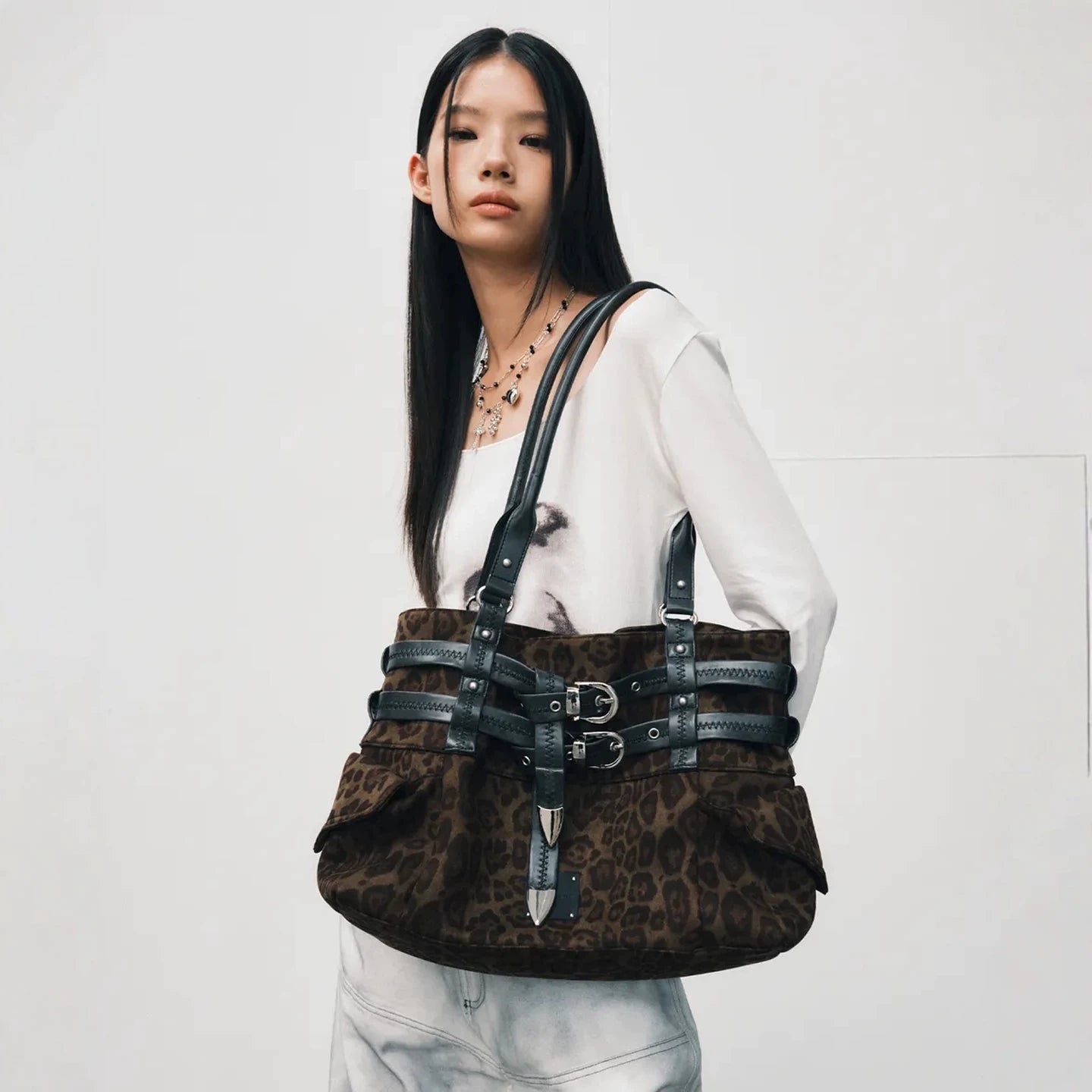 SQUARE x LINY LIBERTY Vintage Belt Buckle Mechanical Locomotive Wind Tote Bag