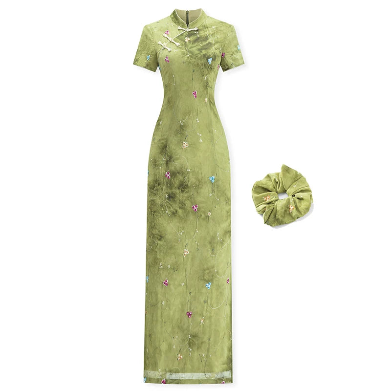 ZIHE Retro Tie-dye Floral Dress