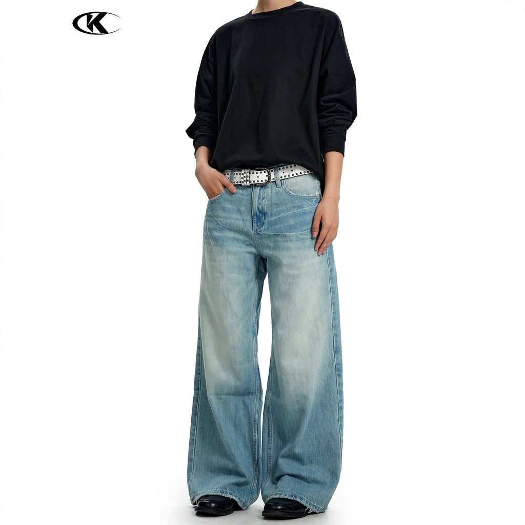 11KN Retro Gradual Change Loose Versatile Jeans