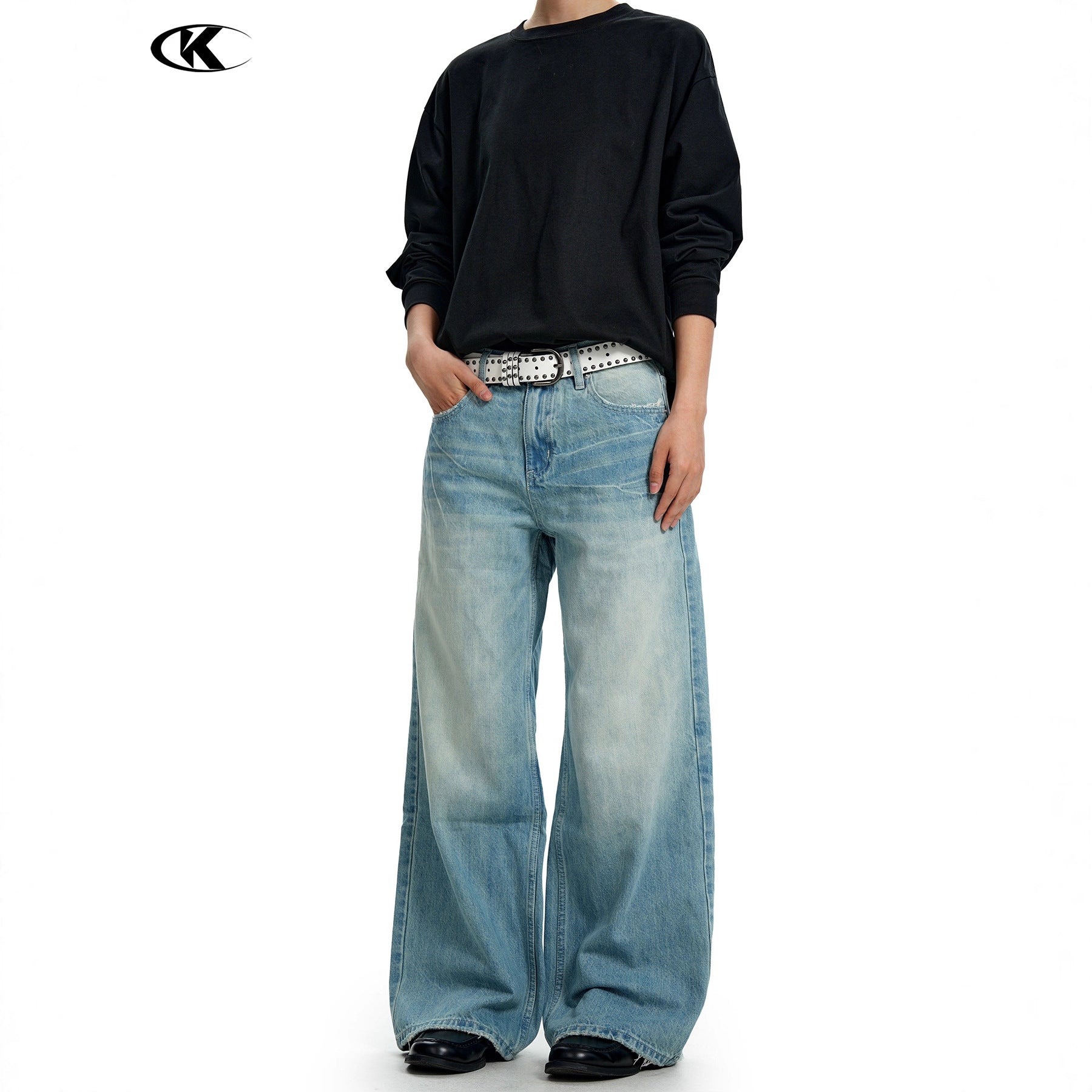 11KN Retro Gradual Change Loose Versatile Jeans