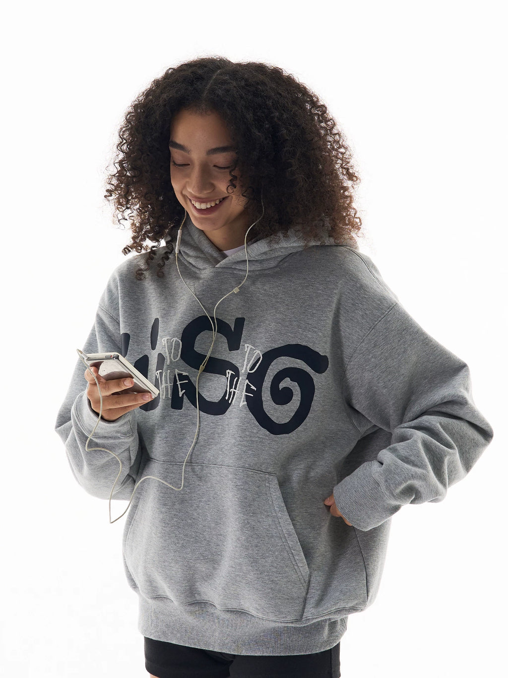 WebSurfGroupWSG Letter Foam Print Simple Fleece Hooded Sweater
