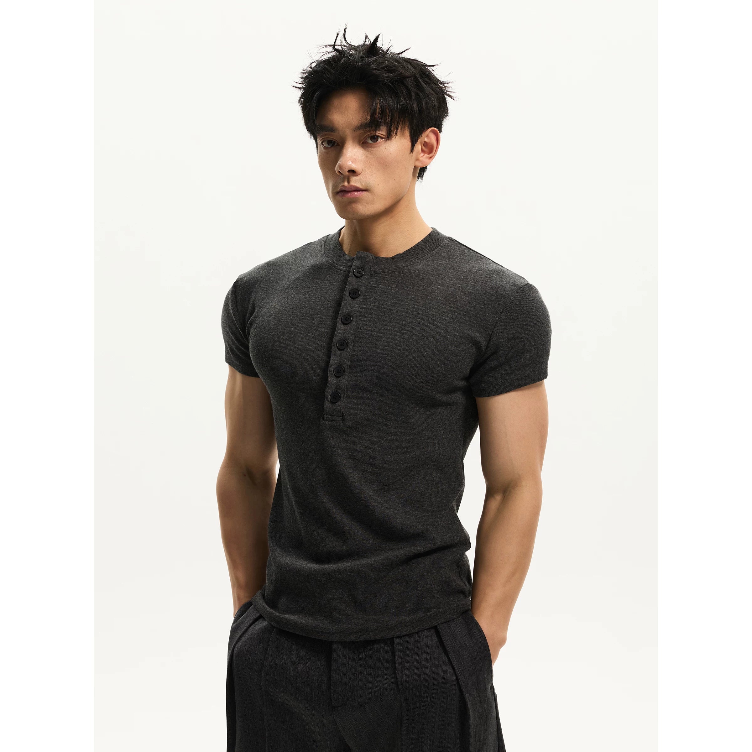 DAY NY Henry Collar Shoulder Casual Tee